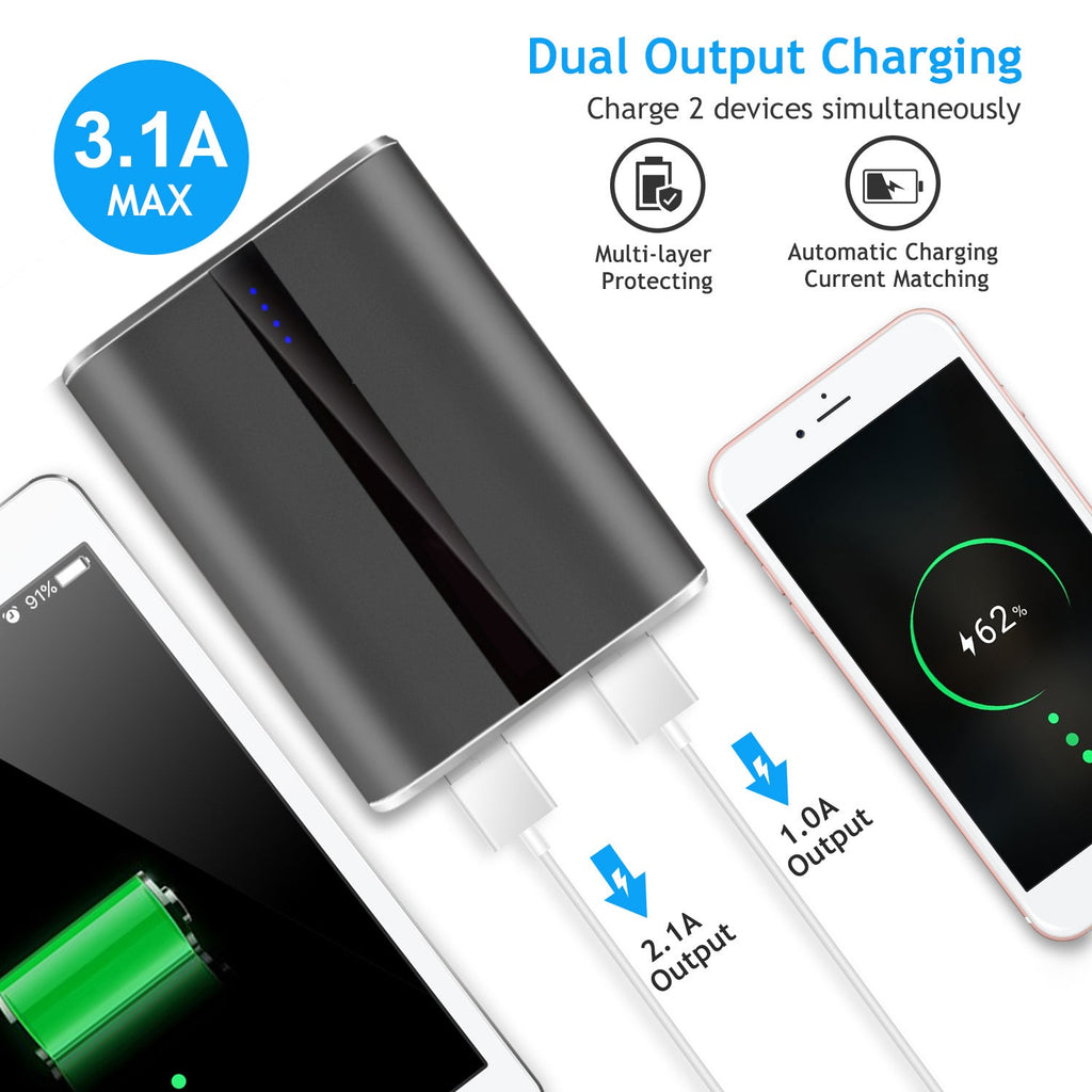 1Pc 12000mAh Portable Charger With Dual USB 3.1A Output Power Bank