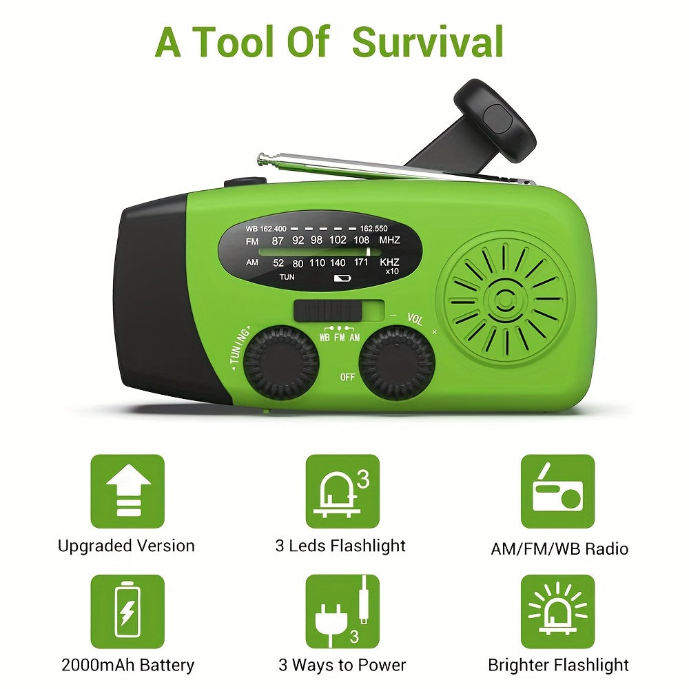 Portable Emergency Radio with Power Bank & Flashlight