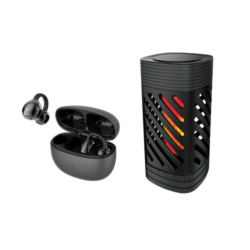2-in-1 Ambient Flame Lantern Speaker & True Wireless Stereo Earbuds