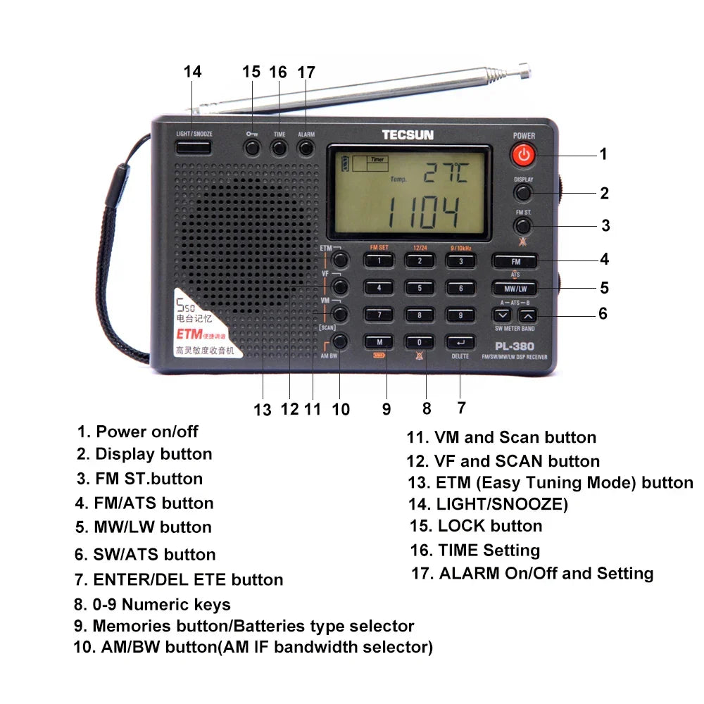 Full Band Digital Portable Radio Black