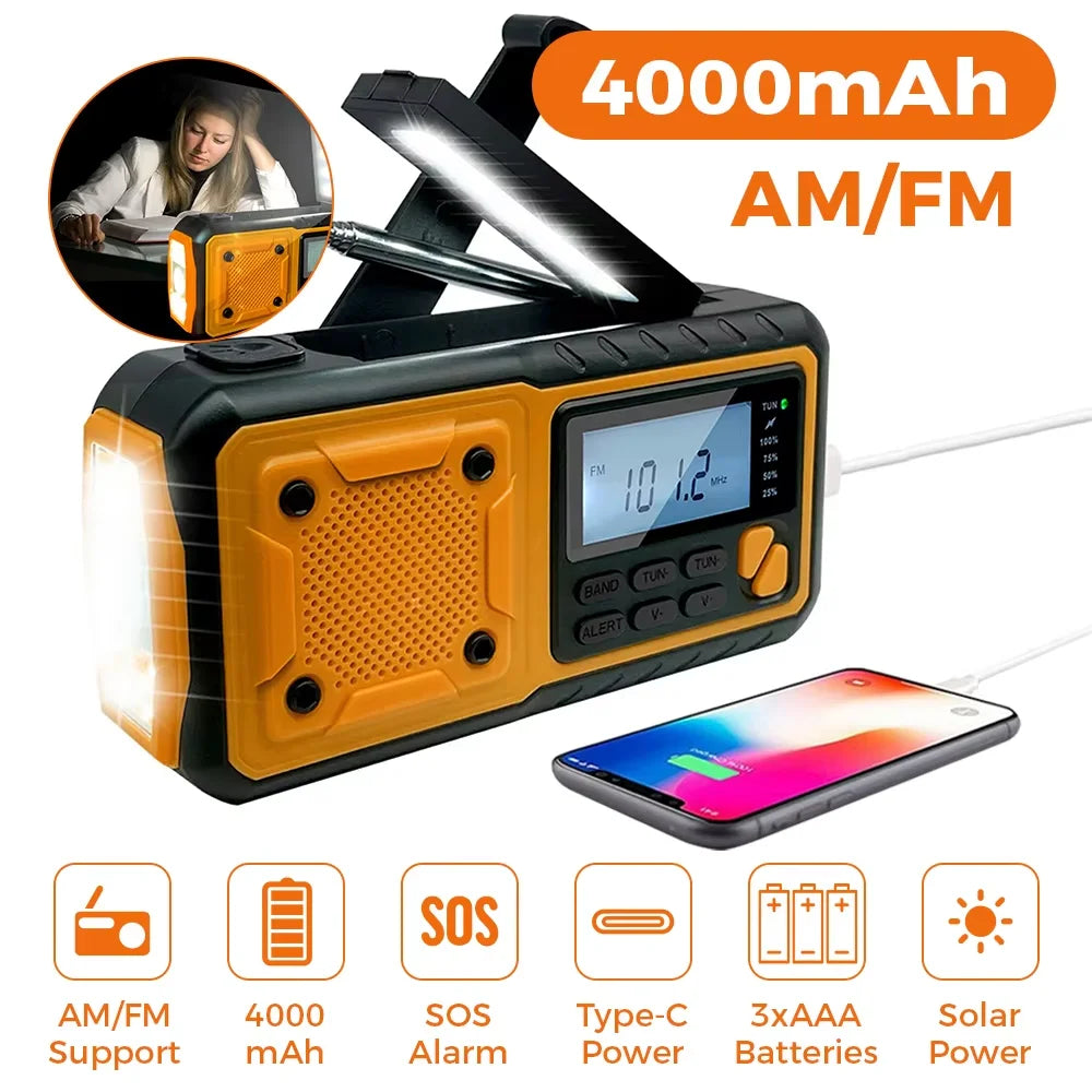 Portable Emergency Solar Power Radio Yellow