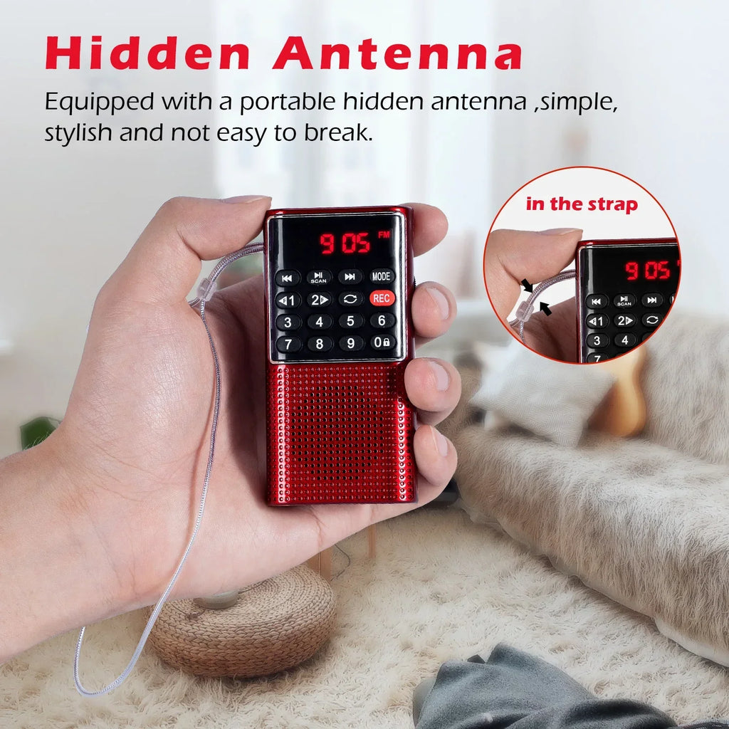 Mini Portable Pocket FM Radio Red