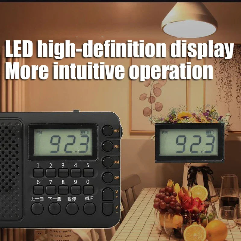 Full Band Portable Radio Receiver Black