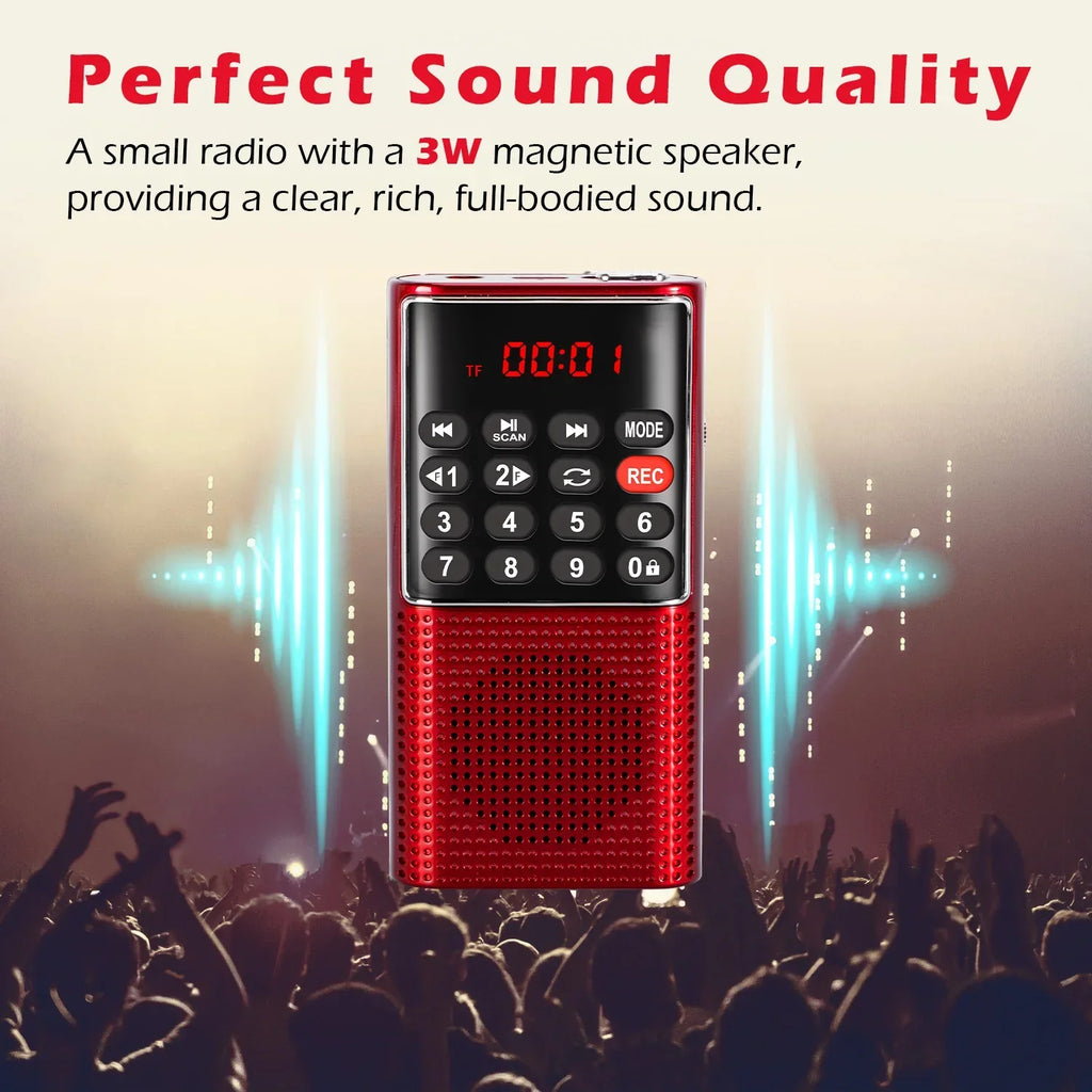 Mini Portable Pocket FM Radio Red