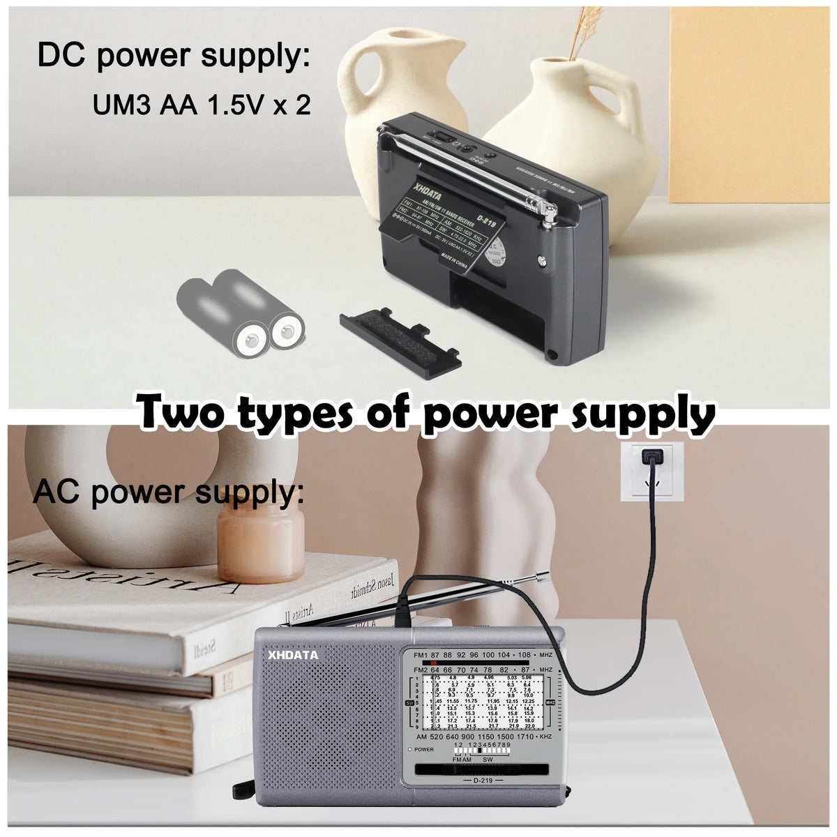 Portable Shortwave Radio Receiver Grey