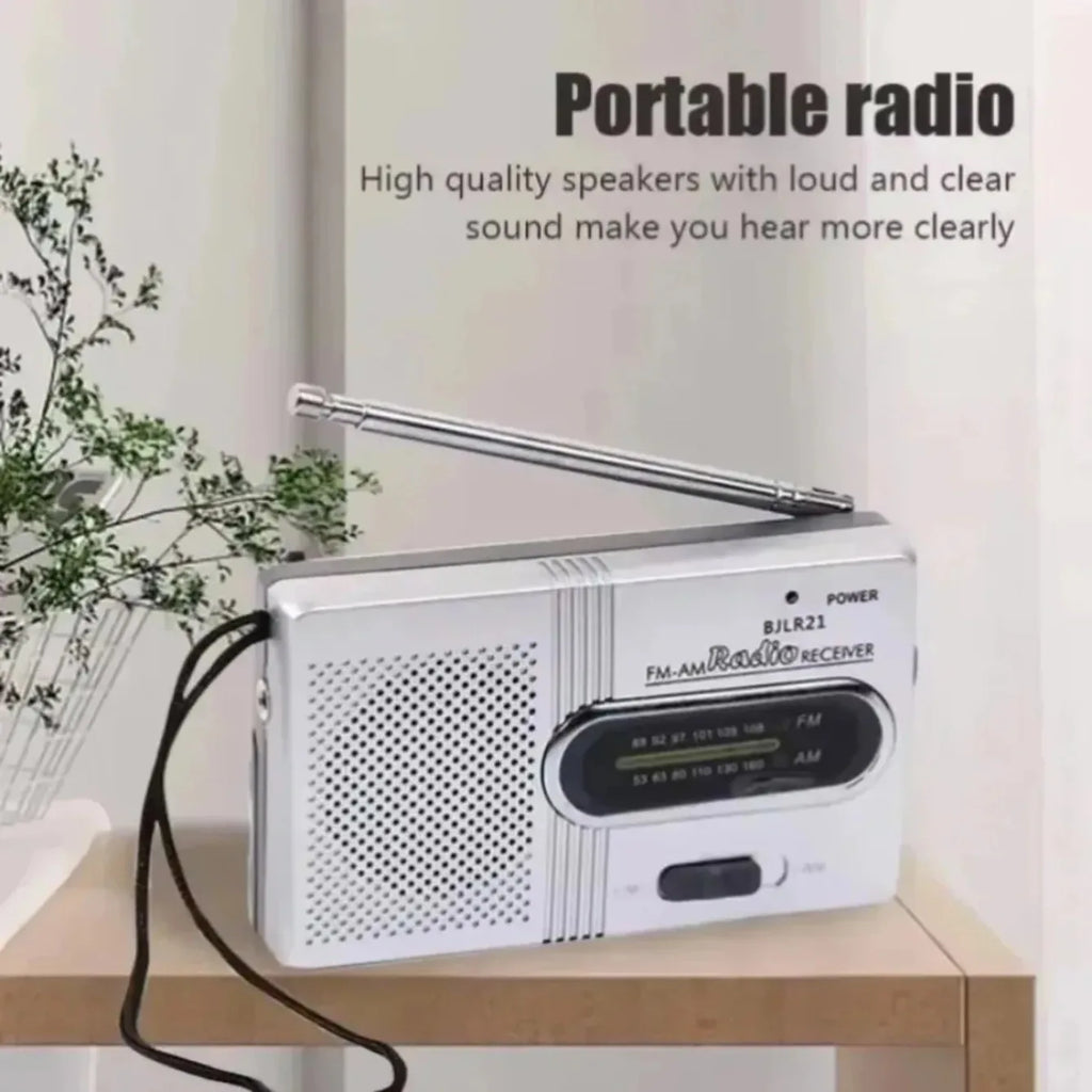 Portable Pocket Radio with Built-in Speaker Silver