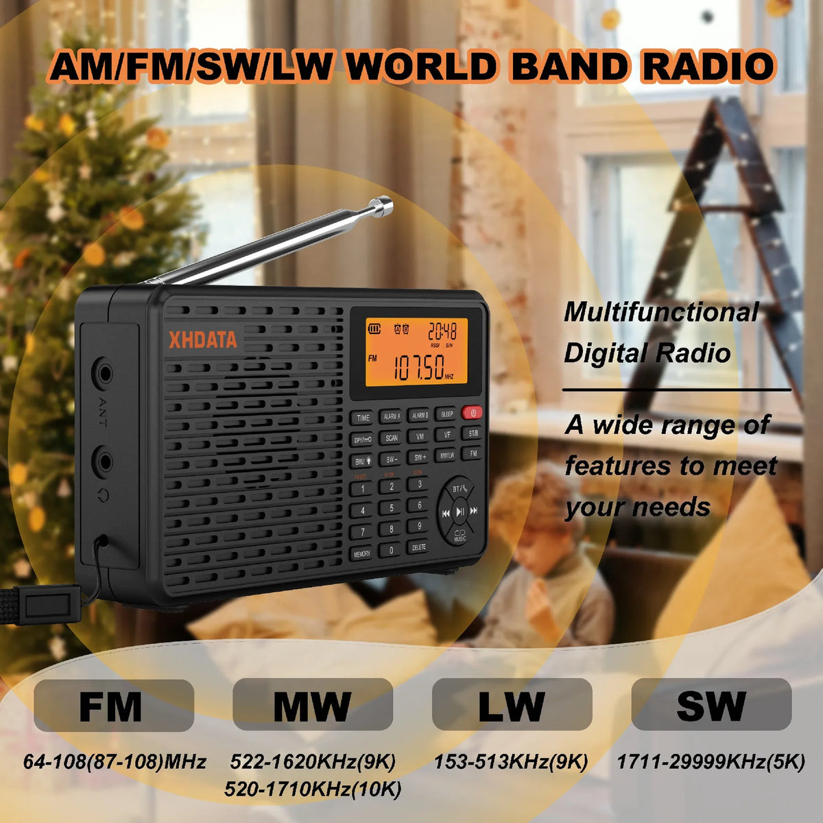 Stereo Digital Portable Radio Black