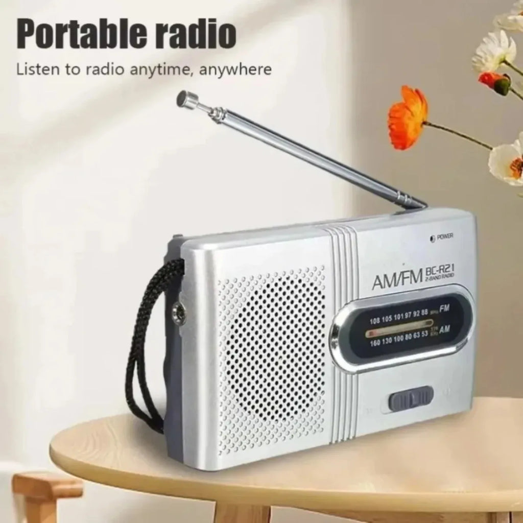 Portable Pocket Radio with Built-in Speaker Silver