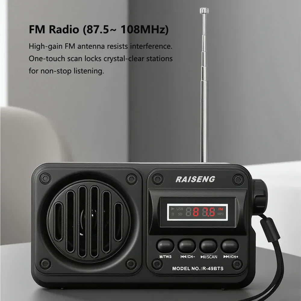 Portable Radio Bluetooth Speaker Black