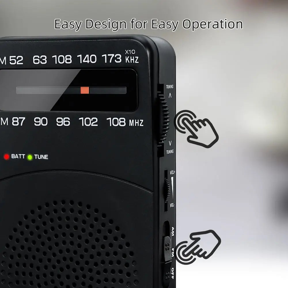 Mini Portable Radio Headphone Jack Black