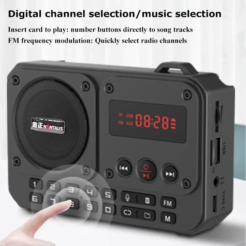 Mini Portable FM Radio Bluetooth Speaker Grey