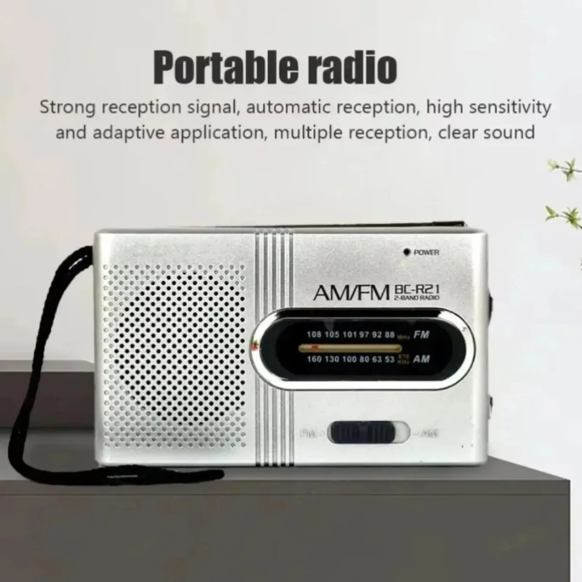 Portable Pocket Radio with Built-in Speaker Silver