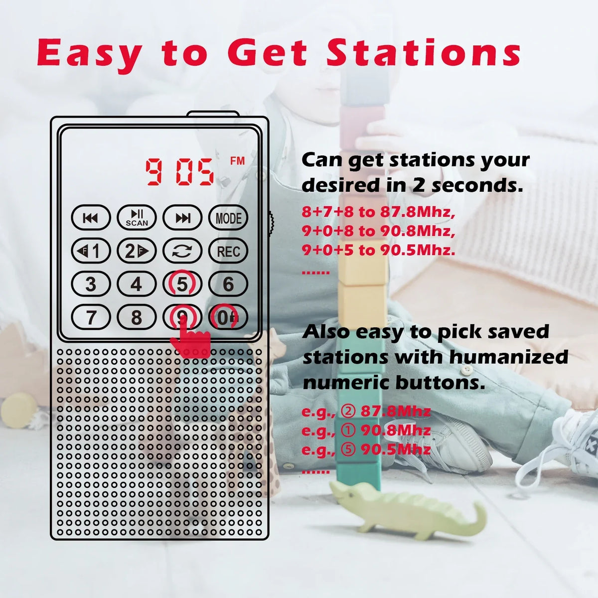 Mini Portable Pocket FM Radio Red
