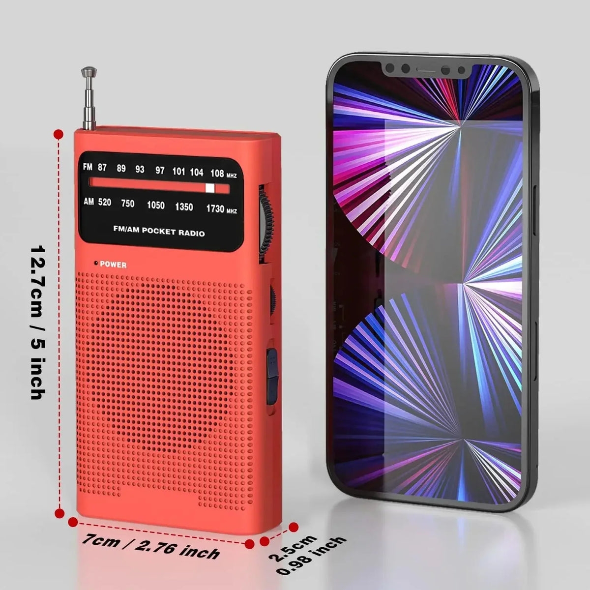 Mini Portable Analog Pocket Radio Red