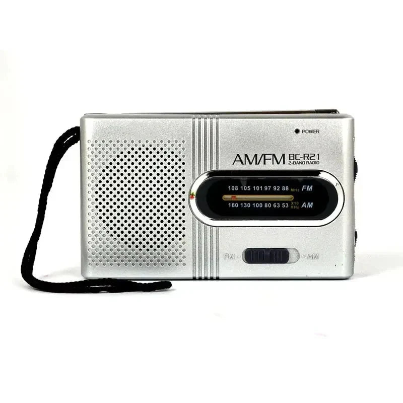 Portable Pocket Radio with Built-in Speaker Silver