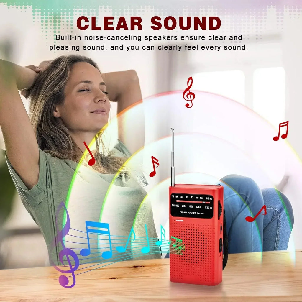 Mini Portable Analog Pocket Radio Red