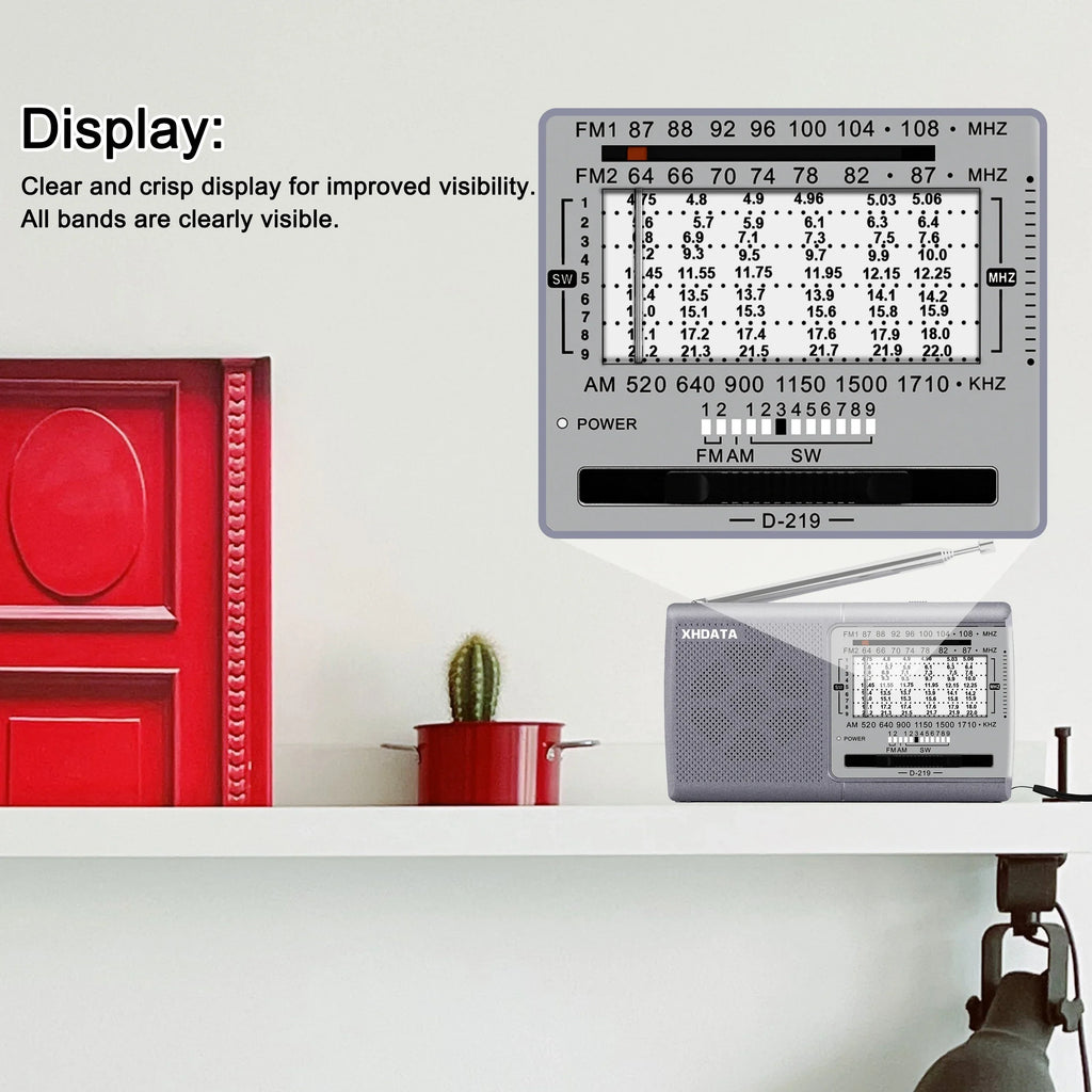 Portable Shortwave Radio Receiver Grey