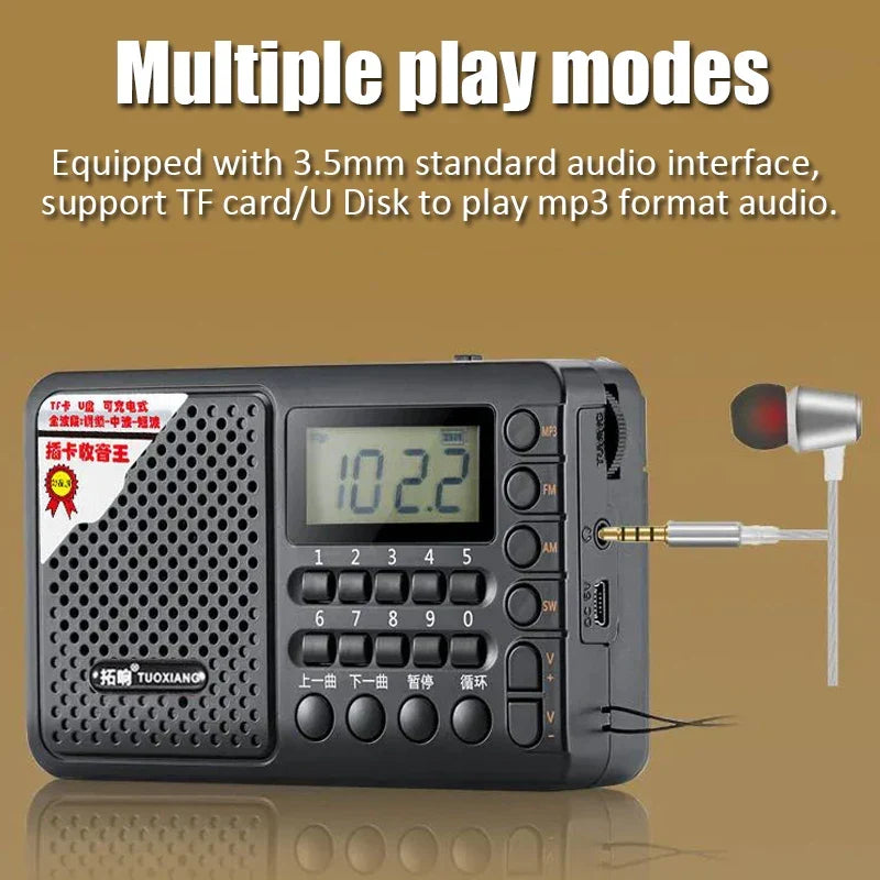 Full Band Portable Radio Receiver Black