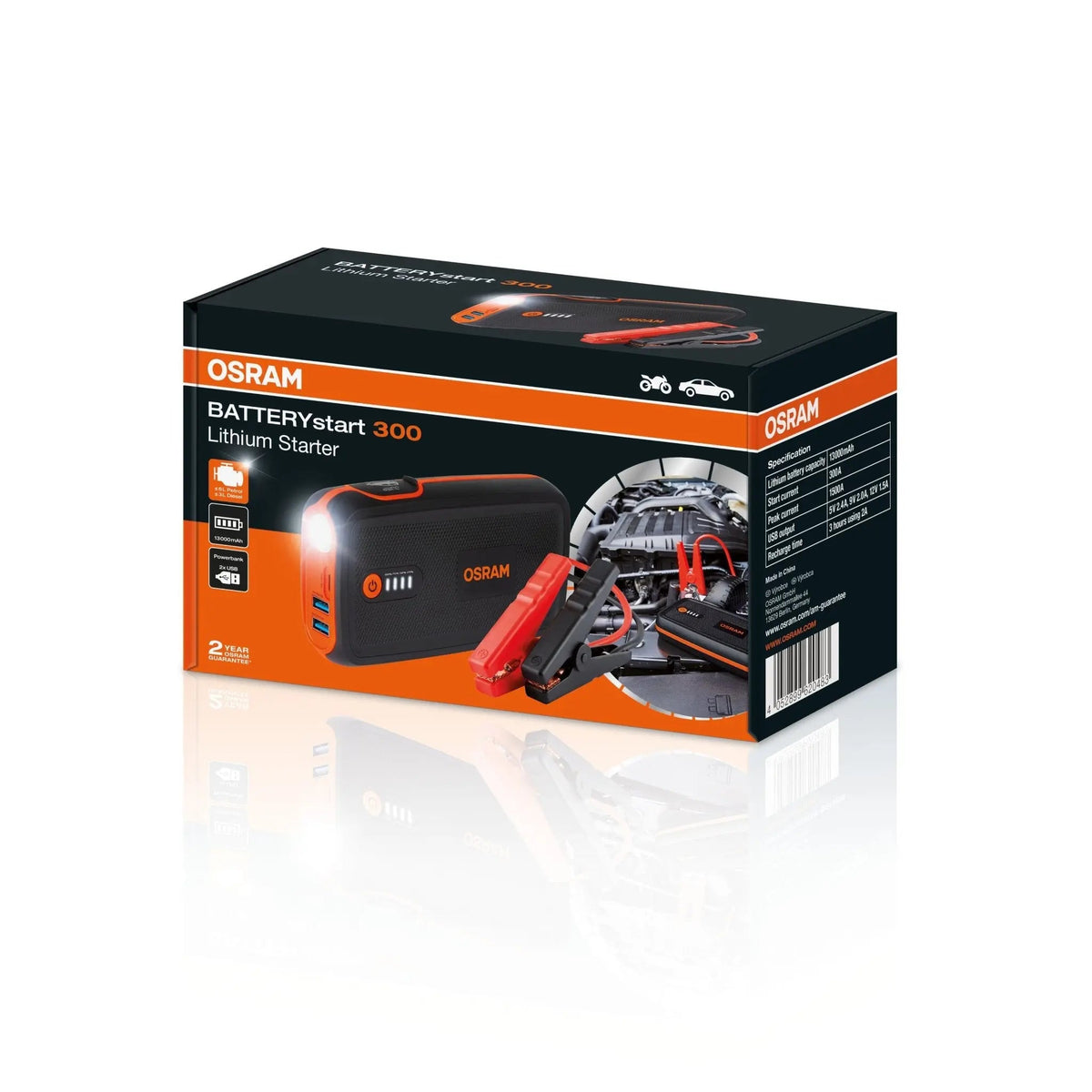 BATTERYstart 300 Lithium-Starthilfegerät mit Powerbank-Funktion  OSRAM