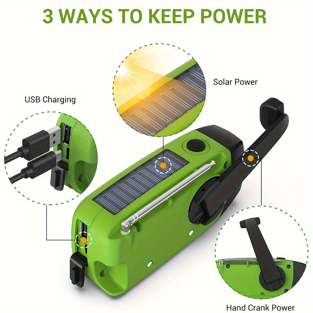 Portable Emergency Radio with Power Bank & Flashlight